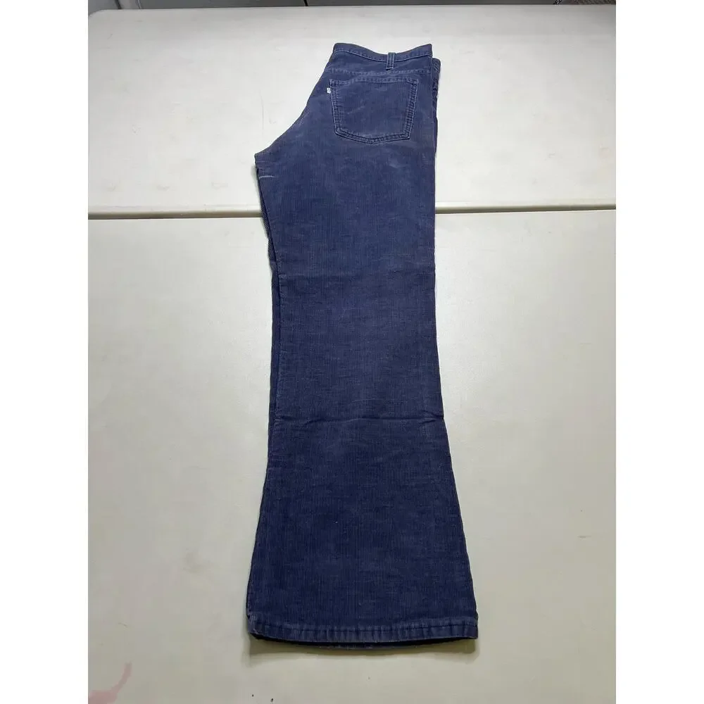 VTG 1980s Levi's 646 Flared Corduroy Trousers Navy Cotton 36W x‎ 31L